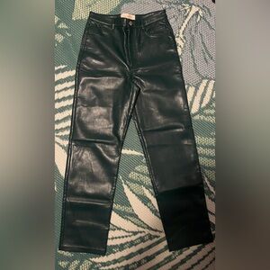 Aritzia The Melina Green Faux Leather Pants
